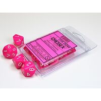 Opaque Pink with White set of Ten d10 Dice