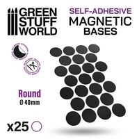Round Magnetic Bases SELF-ADHESIVE - 40mm (25)