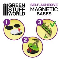 Round Magnetic Bases SELF-ADHESIVE - 40mm (25)