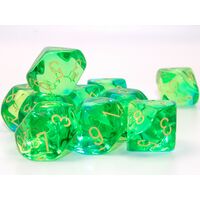 Translucent Green-Teal/Yellow Set of Ten D10'S