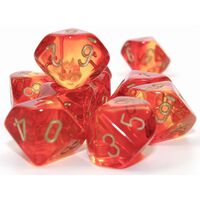 Translucent Red-Yellow/Gold Set of Ten D10'S