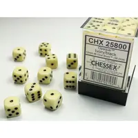 Opaque Dice Block™ 12mm d6 Ivory/black (36 dice)