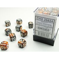Gemini 12mm D6 Copper-Steel/White Dice Block