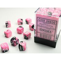 Gemini 12mm D6 Black-Pink/White Dice Block