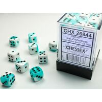 Gemini 12mm D6 White-Teal/Black Dice Block