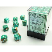Marble 12mm D6 Oxi-Copper/White Dice Block
