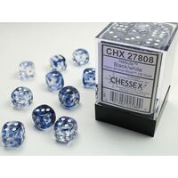 Nebula 12mm D6 Black/White Dice Block