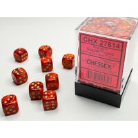 Scarab Scarlet/gold 12mm d6 Dice Block