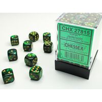 Scarab Jade/gold 12mm d6 Dice Block