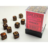 Scarab Blue Blood/gold 12mm d6 Dice Block (36 dice)