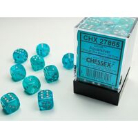 Cirrus 12mm D6 Aqua/Silver Dice Block