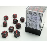 Velvet Black/red 12mm d6 Dice Block (36 dice)