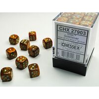 Glitter 12mm D6 Gold/Silver Dice Block