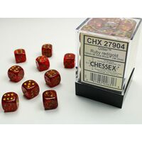 Glitter 12mm D6 Ruby/Gold Dice Block