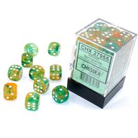 Nebula Spring/white Luminary 12mm d6 Dice Block (36 dice)