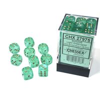 Borealis 12mm D6 Light Green/Gold Luminary Dice Block