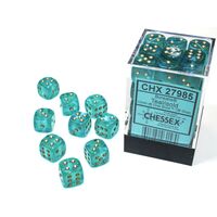 BOREALIS 12mm D6 TEAL/GOLD LUMINARY DICE BLOCK