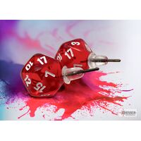 Stud Earrings Translucent Red Mini-Poly d20 Pair