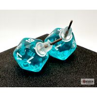 Stud Earrings Translucent Teal Mini-Poly d20 Pair