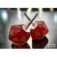 Stud Earrings Glitter Ruby Mini-Poly d20 Pair