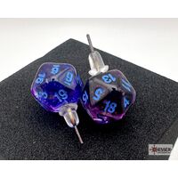 Stud Earrings Nebula® Nocturnal™ Mini-Poly d20 Pair