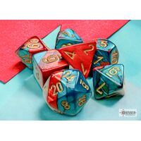 Gemini Red-Teal/Gold Mini 7-Die Set