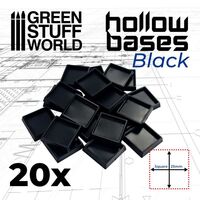 Hollow Black Plastic Bases - Square 25 mm