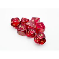 Translucent Crimson/Gold 7-Dice Set + Lab D6