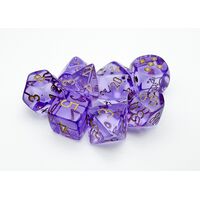 Translucent Lavender/Gold 7-Dice Set + Lab D6