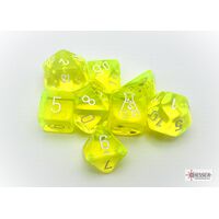 Translucent Neon Yellow/White 7-Dice Set