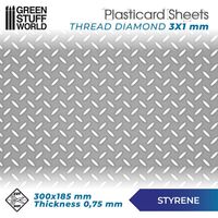 Plasticard Diamond Sheet 0.75mm 3x1mm