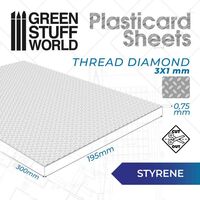 Plasticard Diamond Sheet 0.75mm 3x1mm