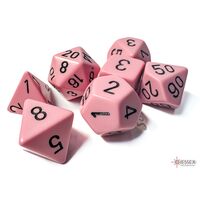 Opaque Pastel Pink/Black 7-Dice Set