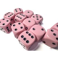 Opaque Pastel Pink/Black 16mm Dice (12)