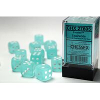 Frosted Teal w/White 16mm d6 Dice Block