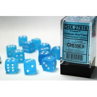Frosted Caribbean Blue w/ White 16mm d6 Dice Block