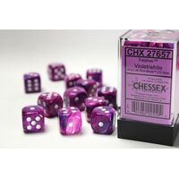 Festive Violet/White 16mm d6 Dice Block (12)