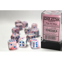 Festive Pop Art/Blue 16mm d6 Dice Block (12)