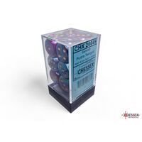 Gemini Purple Teal/Gold 16mm d6 Dice Block (12)