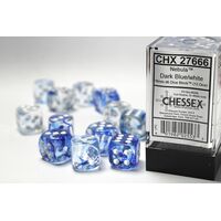 Nebula Dark Blue/White 16mm d6 Dice Block (12)