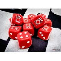 WW2 Japanese Opaque Red/White 16mm D6 Dice Block (12)