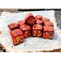 WW2 Soviet Scarab Scarlet/Gold 16mm D6 Dice Block (12)
