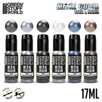 Acrylic Metallic Paint Set - Steel & Silver (x6)