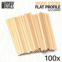 Wood Sticks Round End Flat Profile 140x5mm (pack x100)
