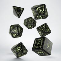 Elven Dice Set  Black & Glow in the Dark