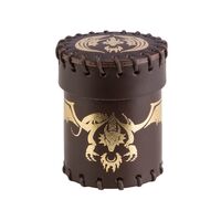 DICE CUP FLYING DRAGON BROWN & GOLDEN LEATHER