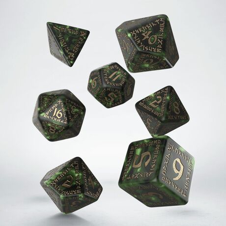 RUNIC DICE SET BOTTLE GREEN & GOLD