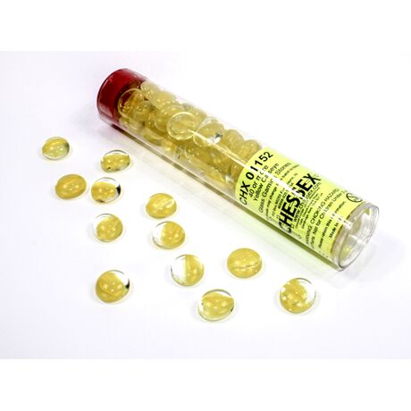 Yellow Catseye Glass Stones Qty 40 or more in 5 1/2" Tube (40+)
