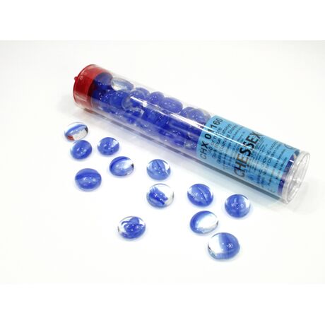 Blue Catseye Glass Stones in 5 1/2" Tube (40+)