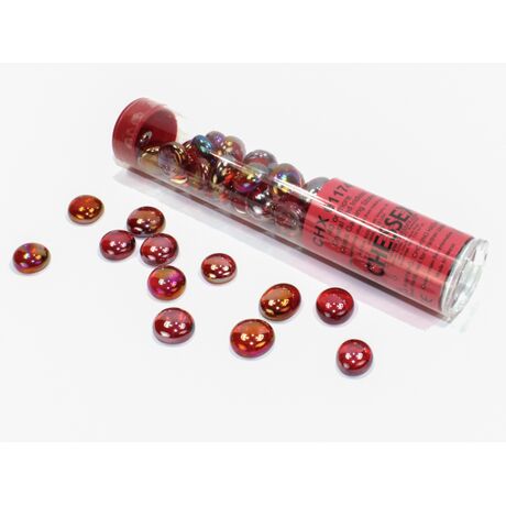 Crystal Red Iridized Glass Stones in 5 1/2" Tube (40+)
